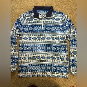 Rhoback Blue and White Geometric Pullover Performance Quarter Zip